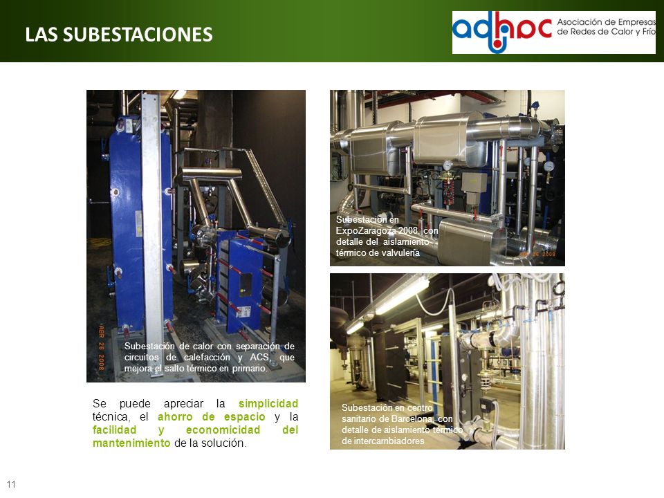 LAS SUBESTACIONES Subestación en ExpoZaragoza 2008, con detalle del aislamiento térmico de valvulería.