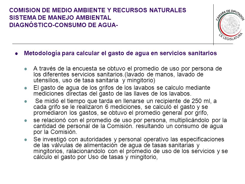 Metodología para calcular el gasto de agua en servicios sanitarios