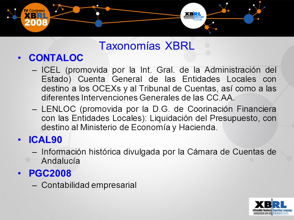 Taxonomías XBRL CONTALOC ICAL90 PGC2008