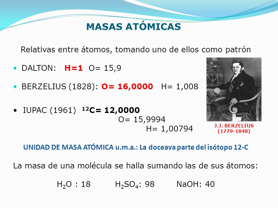 UNIDAD DE MASA ATÓMICA u.m.a.: La doceava parte del isótopo 12-C