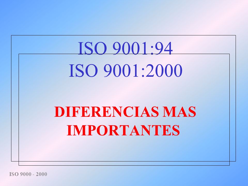 ISO 9001:94 ISO 9001:2000 DIFERENCIAS MAS IMPORTANTES