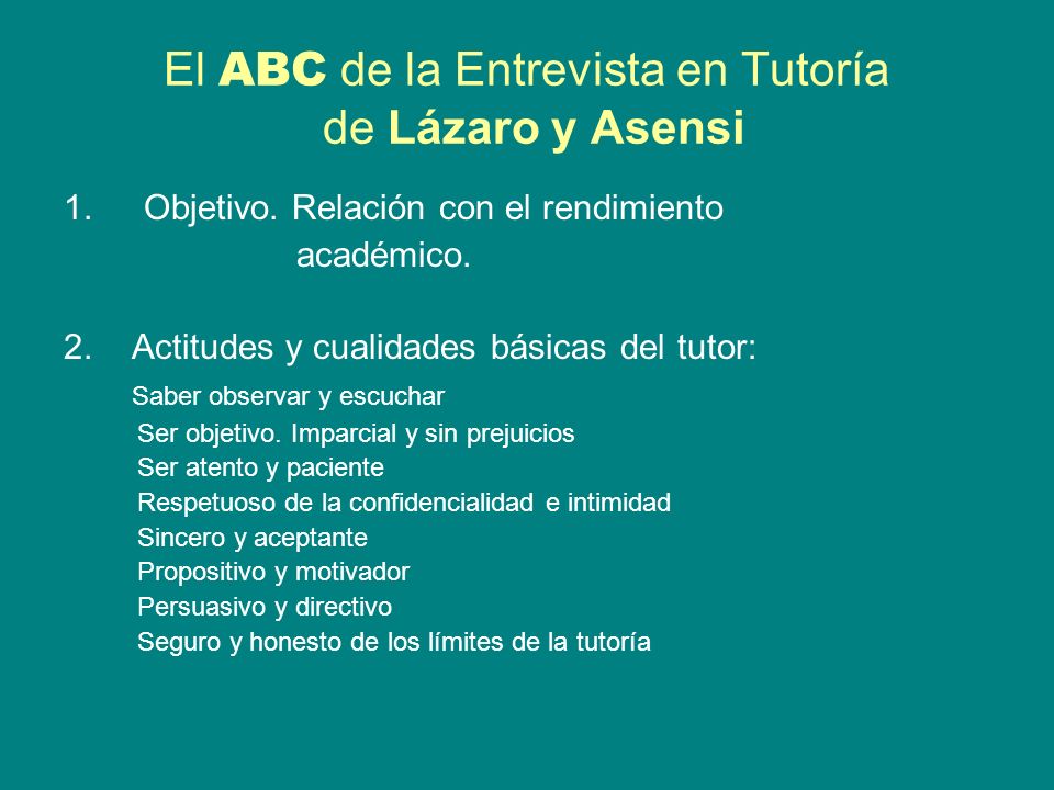 El ABC de la Entrevista en Tutoría de Lázaro y Asensi