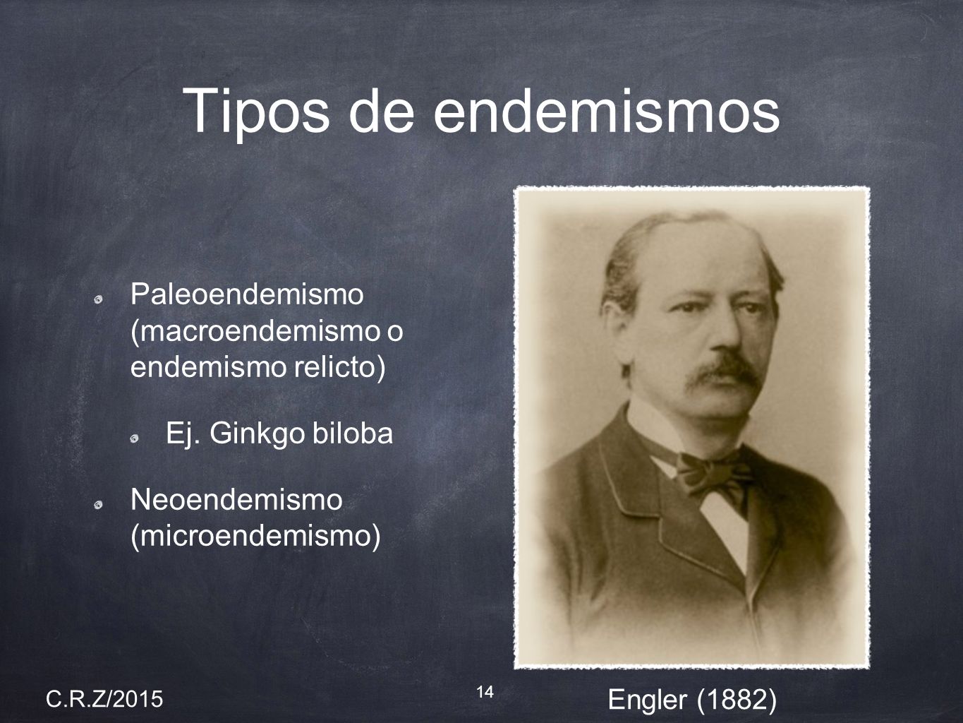 Tipos de endemismos Paleoendemismo (macroendemismo o endemismo relicto) Ej. Ginkgo biloba. Neoendemismo (microendemismo)