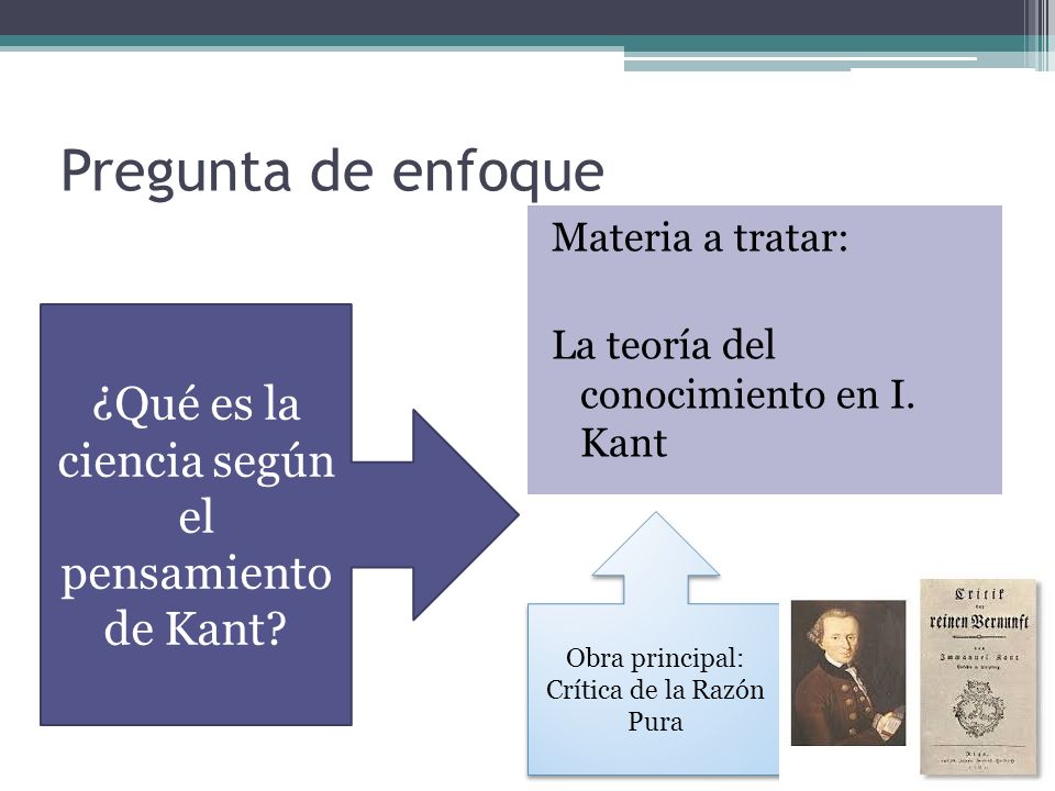 Pregunta de enfoque ¿Qué es la ciencia según el pensamiento de Kant