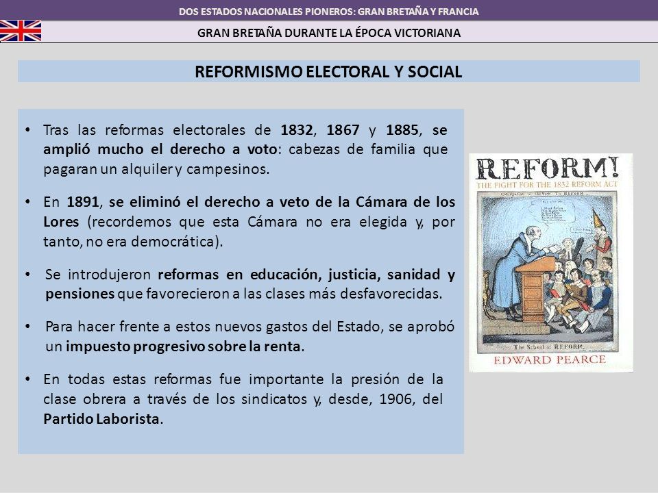 GRAN BRETAÑA DURANTE LA ÉPOCA VICTORIANA REFORMISMO ELECTORAL Y SOCIAL