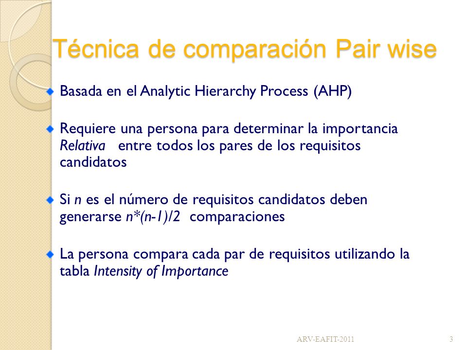 Técnica de comparación Pair wise