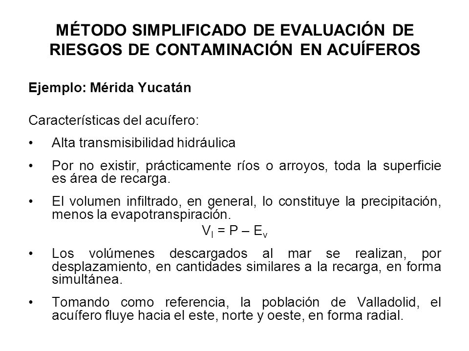 MÉTODO SIMPLIFICADO DE EVALUACIÓN DE RIESGOS DE CONTAMINACIÓN EN ACUÍFEROS