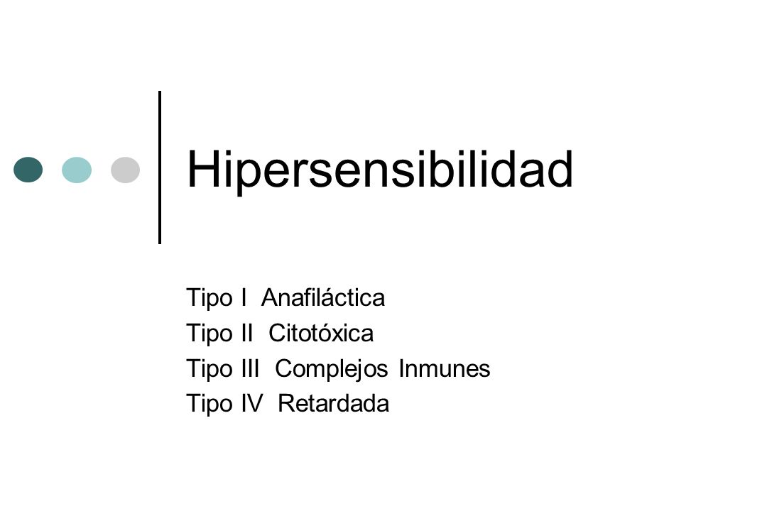 Hipersensibilidad Tipo I Anafiláctica Tipo II Citotóxica