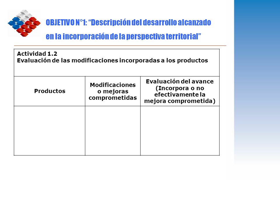 OBJETIVO N°1: Descripción del desarrollo alcanzado en la incorporación de la perspectiva territorial