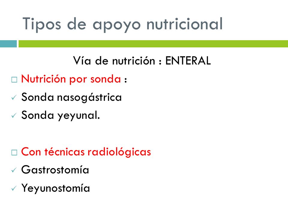 Tipos de apoyo nutricional