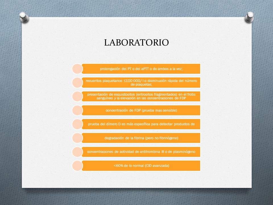 LABORATORIO prolongación del PT o del aPTT o de ambos a la vez;