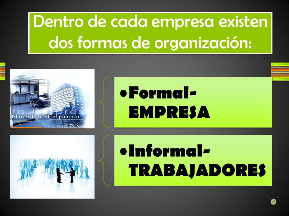 Dentro de cada empresa existen dos formas de organización:
