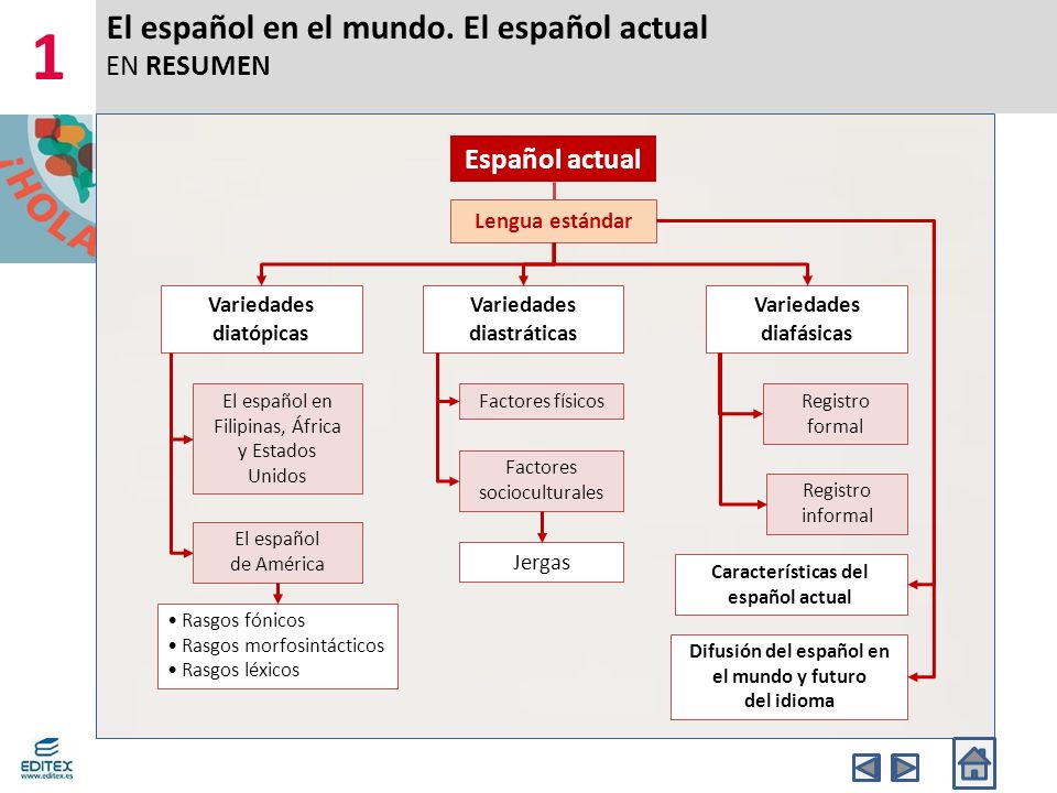 El español en el mundo. El español actual EN RESUMEN