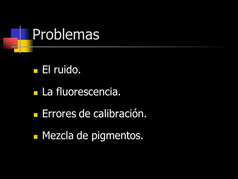 Problemas El ruido. La fluorescencia. Errores de calibración.