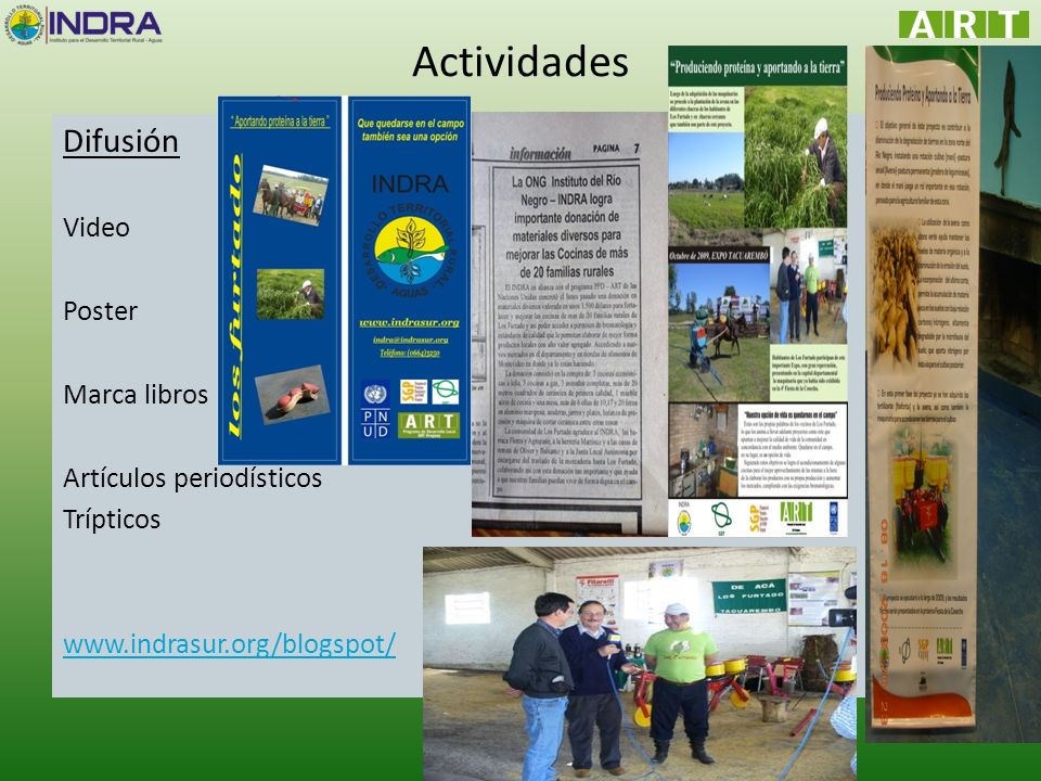 Actividades Difusión Video Poster Marca libros Artículos periodísticos