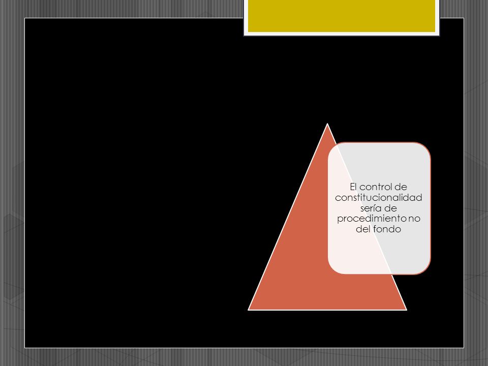 El control de constitucionalidad sería de procedimiento no del fondo