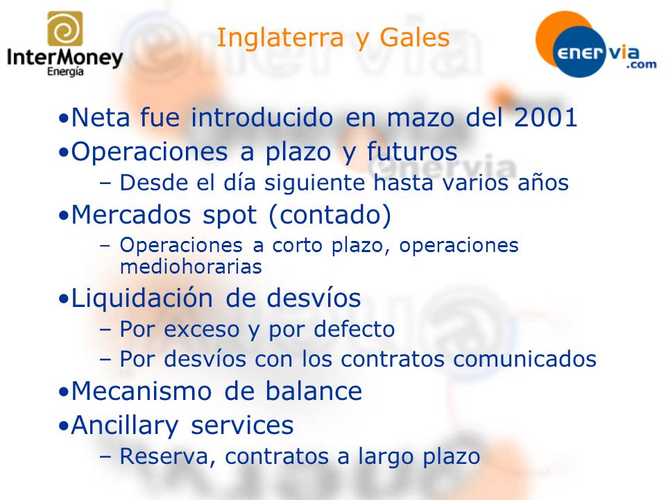 Neta fue introducido en mazo del 2001 Operaciones a plazo y futuros