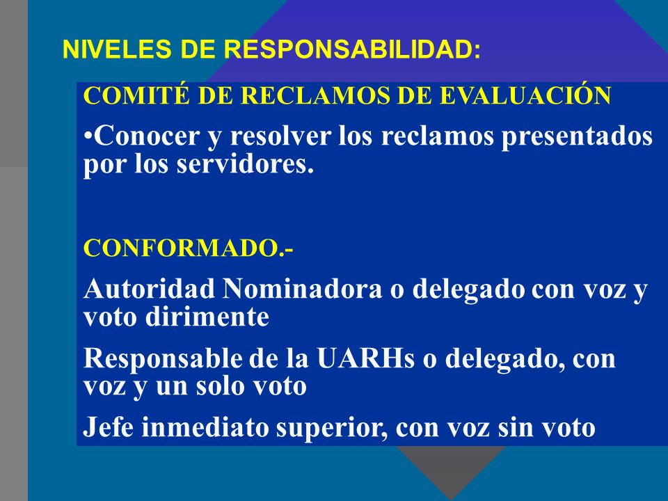 Conocer y resolver los reclamos presentados por los servidores.