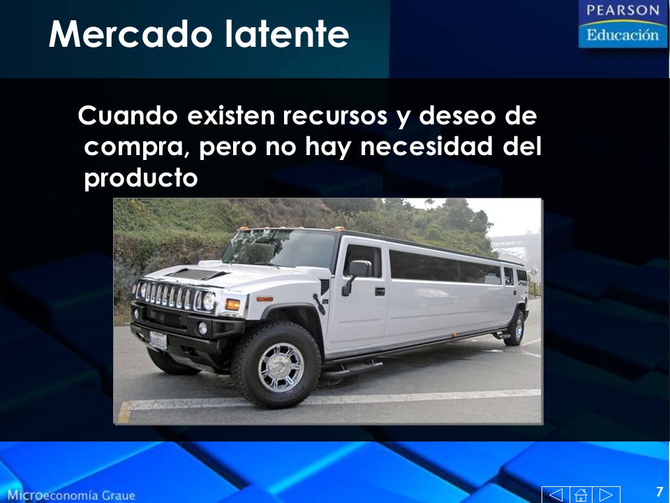 Mercado latente Cuando existen recursos y deseo de compra, pero no hay necesidad del producto