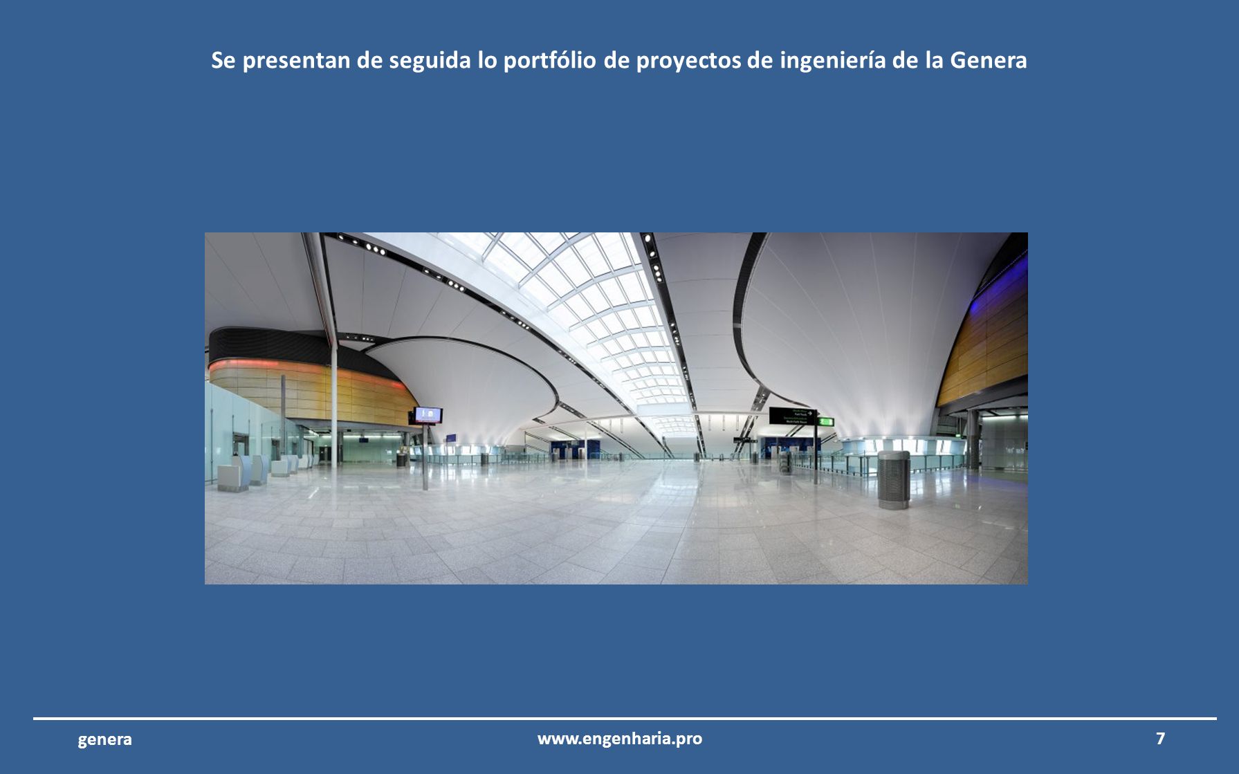 Se presentan de seguida lo portfólio de proyectos de ingeniería de la Genera