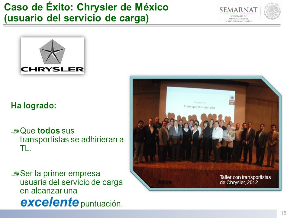 Caso de Éxito: Chrysler de México (usuario del servicio de carga)