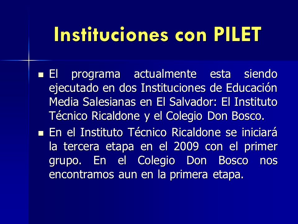 Instituciones con PILET