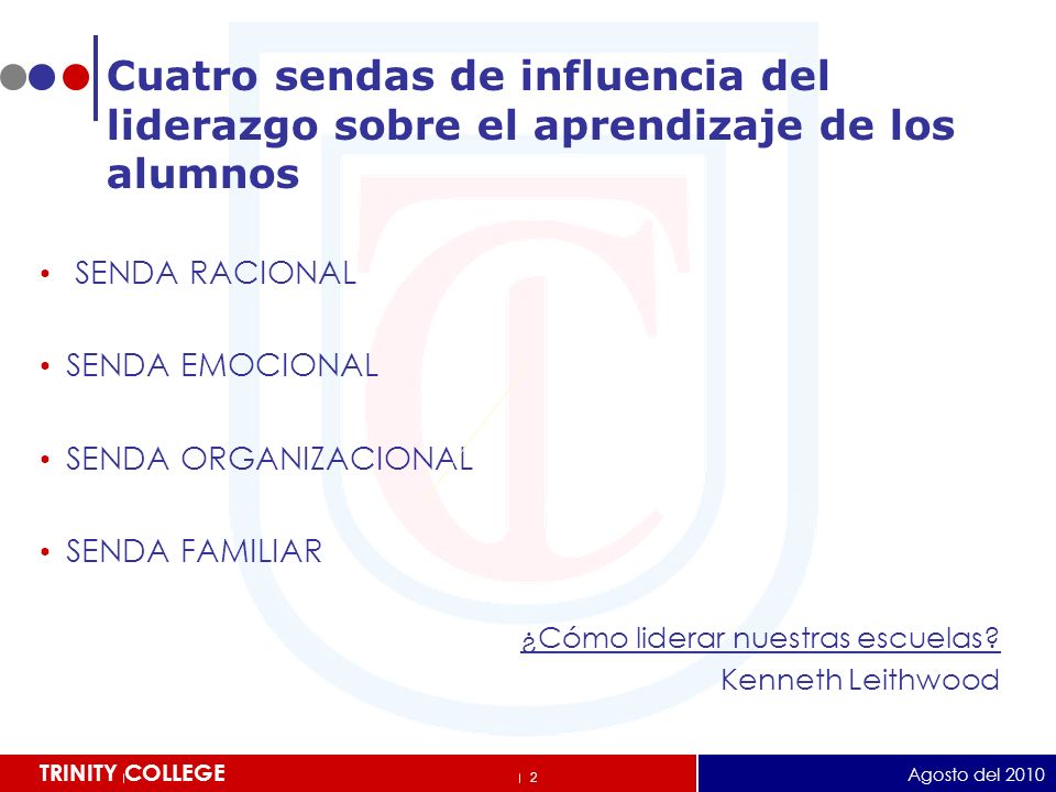 Cuatro sendas de influencia del liderazgo sobre el aprendizaje de los alumnos