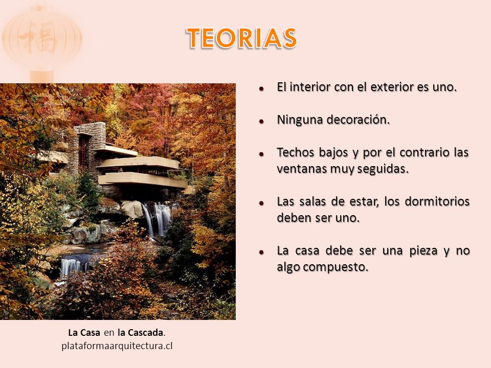 TEORIAS El interior con el exterior es uno. Ninguna decoración.