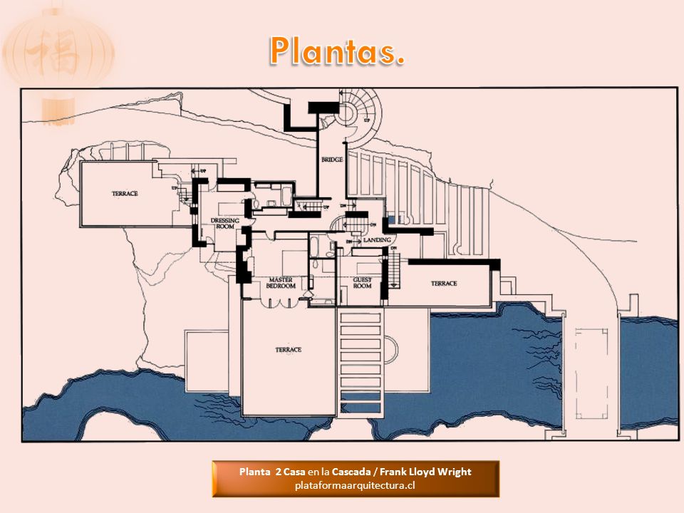 Planta 2 Casa en la Cascada / Frank Lloyd Wright