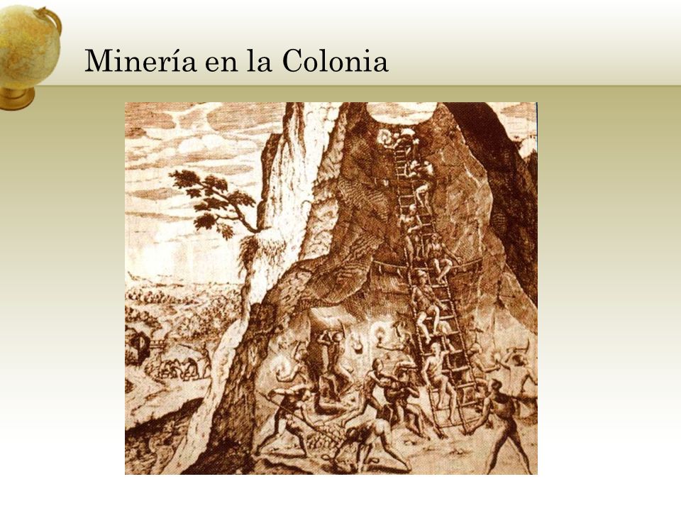 Minería en la Colonia Add key points in the history of your country to the timeline.