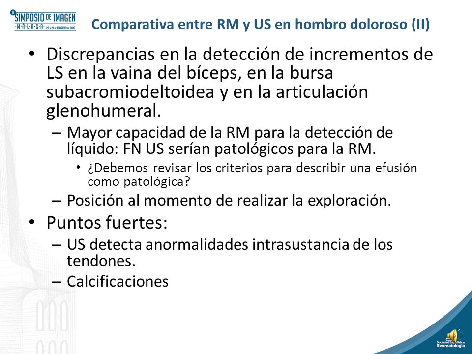 Comparativa entre RM y US en hombro doloroso (II)