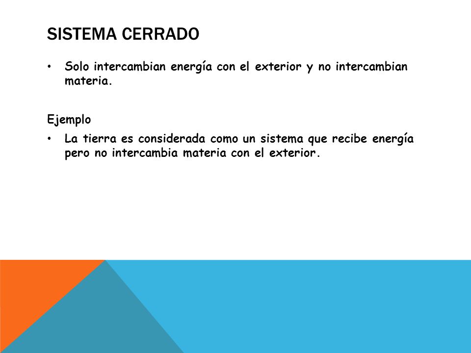 SISTEMA CERRADO Solo intercambian energía con el exterior y no intercambian materia. Ejemplo.