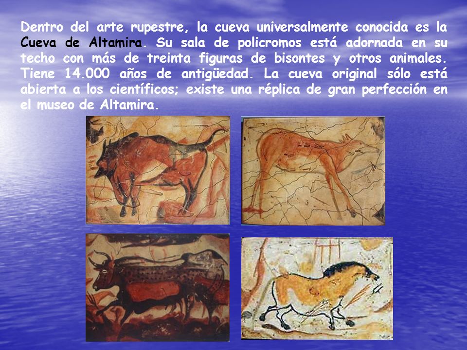 Dentro del arte rupestre, la cueva universalmente conocida es la Cueva de Altamira.