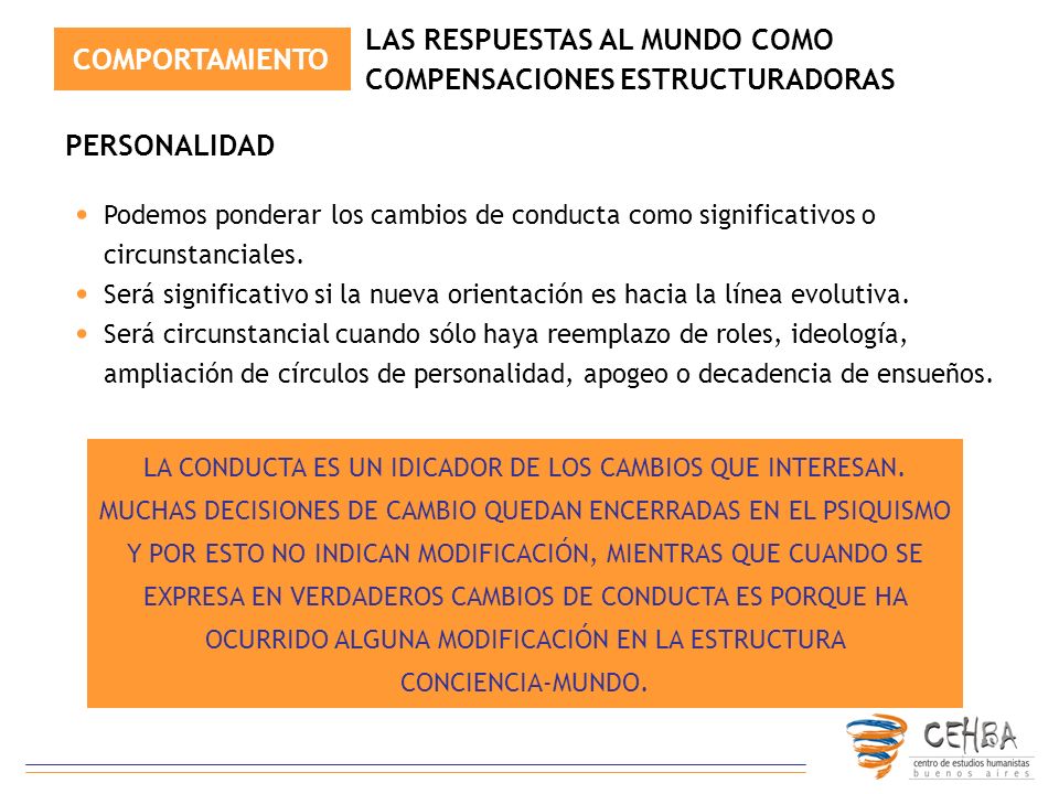 LA CONDUCTA ES UN IDICADOR DE LOS CAMBIOS QUE INTERESAN.