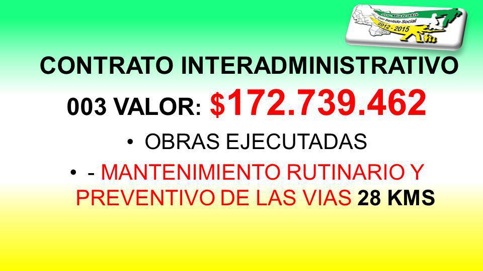 CONTRATO INTERADMINISTRATIVO 003 VALOR: $