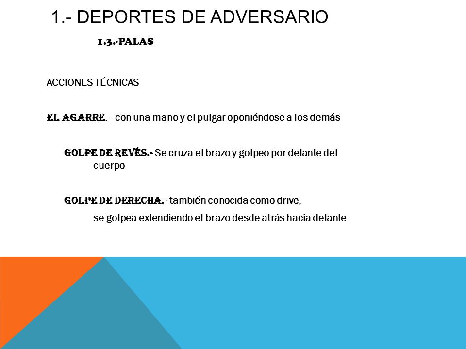 1.- DEPORTES DE ADVERSARIO 1.3.-PALAS
