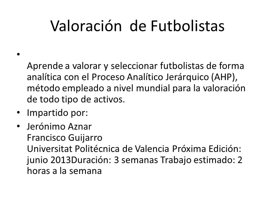 Valoración de Futbolistas
