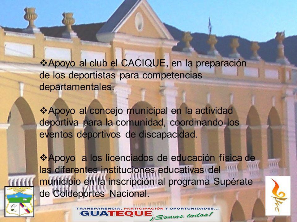 Apoyo al club el CACIQUE, en la preparación de los deportistas para competencias departamentales.