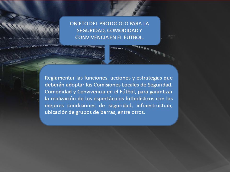 OBJETO DEL PROTOCOLO PARA LA SEGURIDAD, COMODIDAD Y CONVIVENCIA EN EL FÚTBOL.