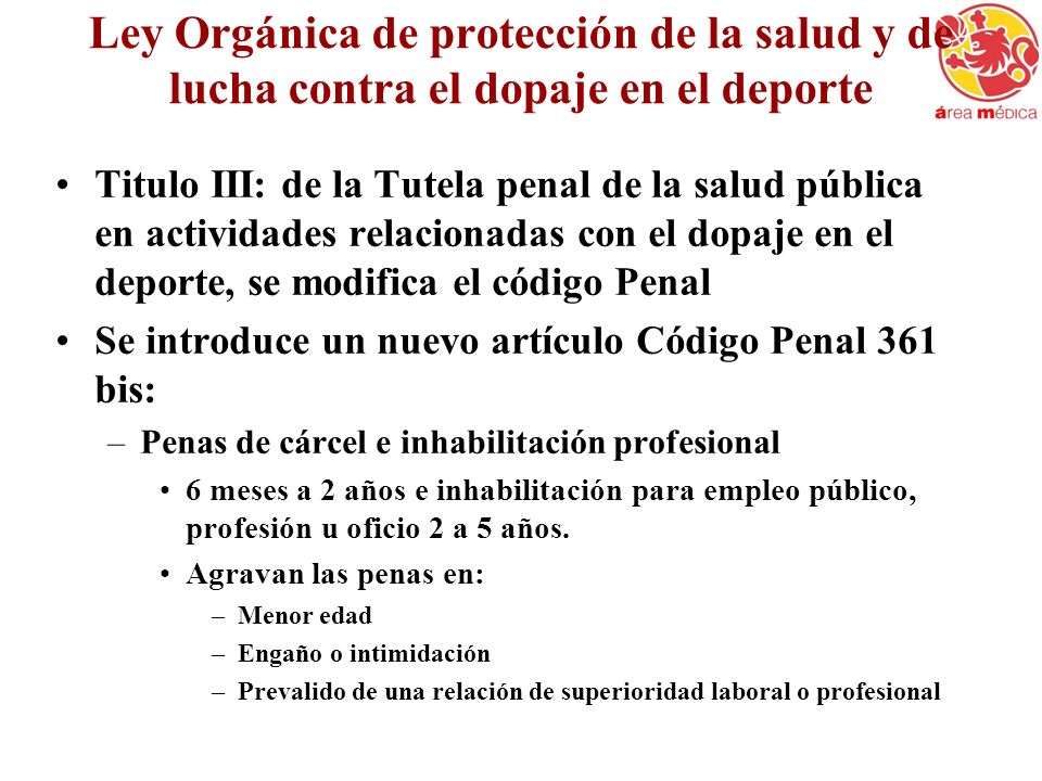 Ley Orgánica de protección de la salud y de lucha contra el dopaje en el deporte