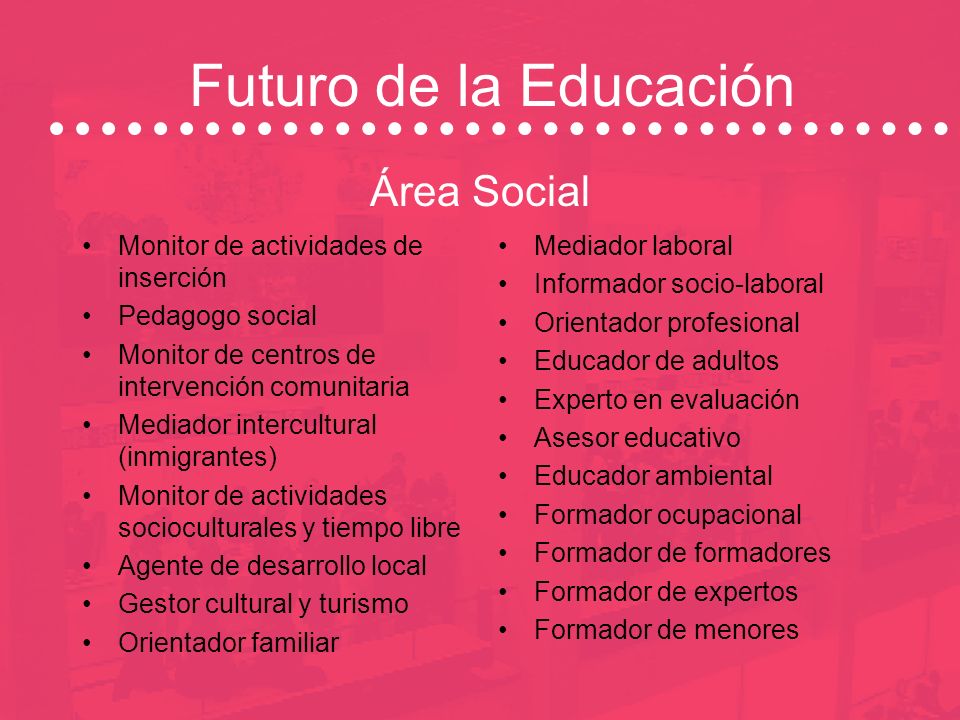 Futuro de la Educación Área Social Monitor de actividades de inserción