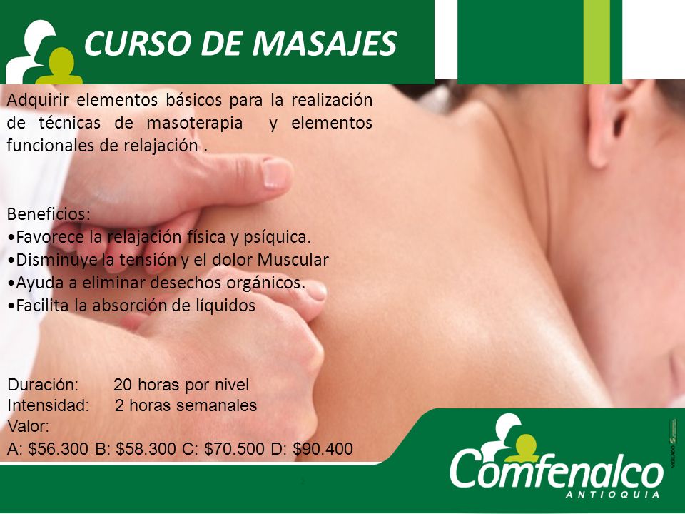 CURSO DE MASAJES Adquirir elementos básicos para la realización de técnicas de masoterapia y elementos funcionales de relajación .