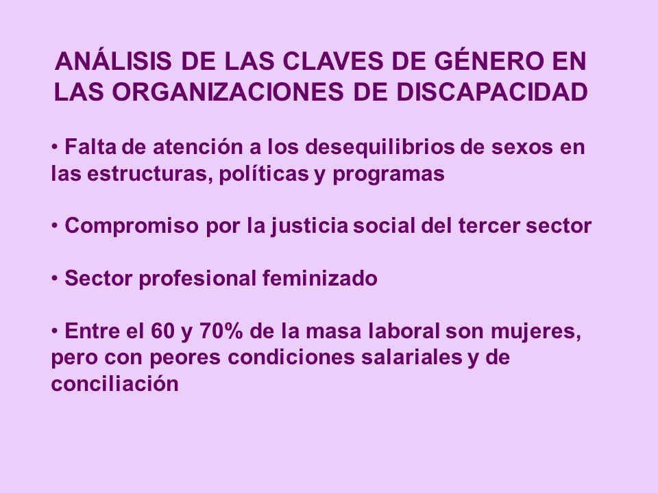 ANÁLISIS DE LAS CLAVES DE GÉNERO EN LAS ORGANIZACIONES DE DISCAPACIDAD