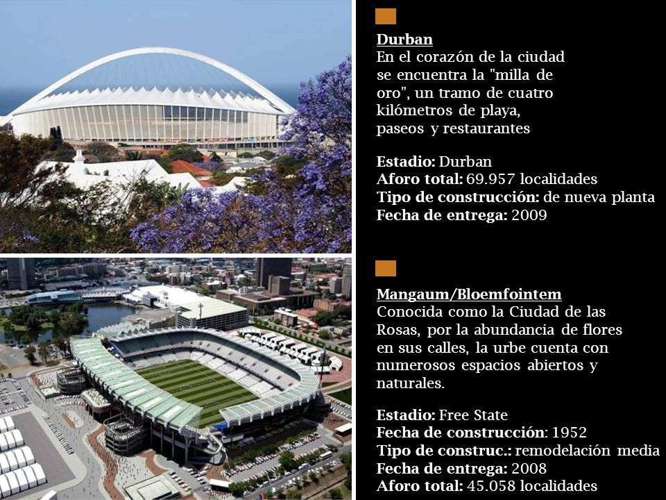 Durban En el corazón de la ciudad se encuentra la milla de oro , un tramo de cuatro kilómetros de playa, paseos y restaurantes.