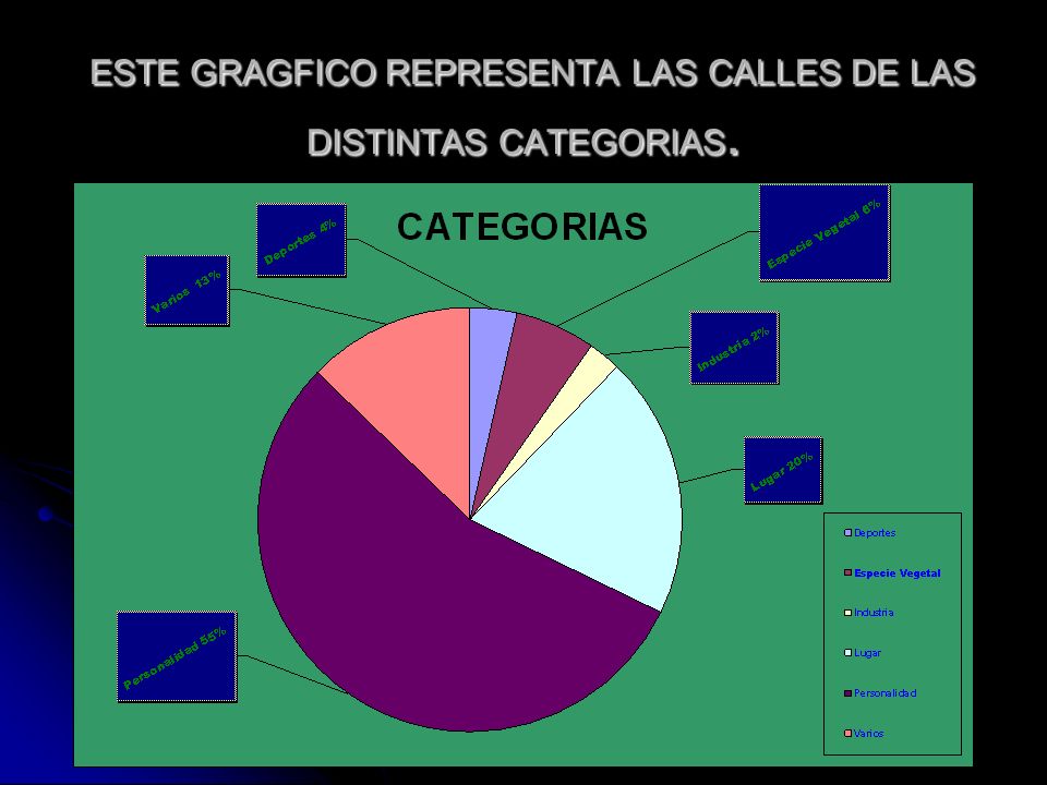 ESTE GRAGFICO REPRESENTA LAS CALLES DE LAS DISTINTAS CATEGORIAS.
