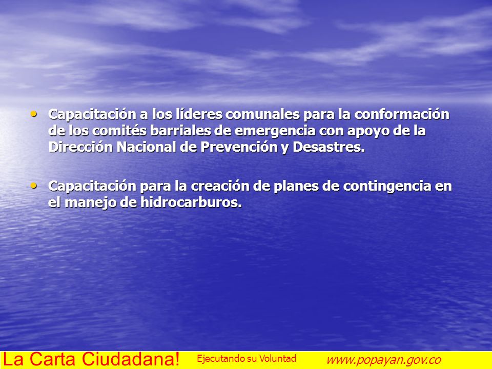 Capacitación a los líderes comunales para la conformación de los comités barriales de emergencia con apoyo de la Dirección Nacional de Prevención y Desastres.
