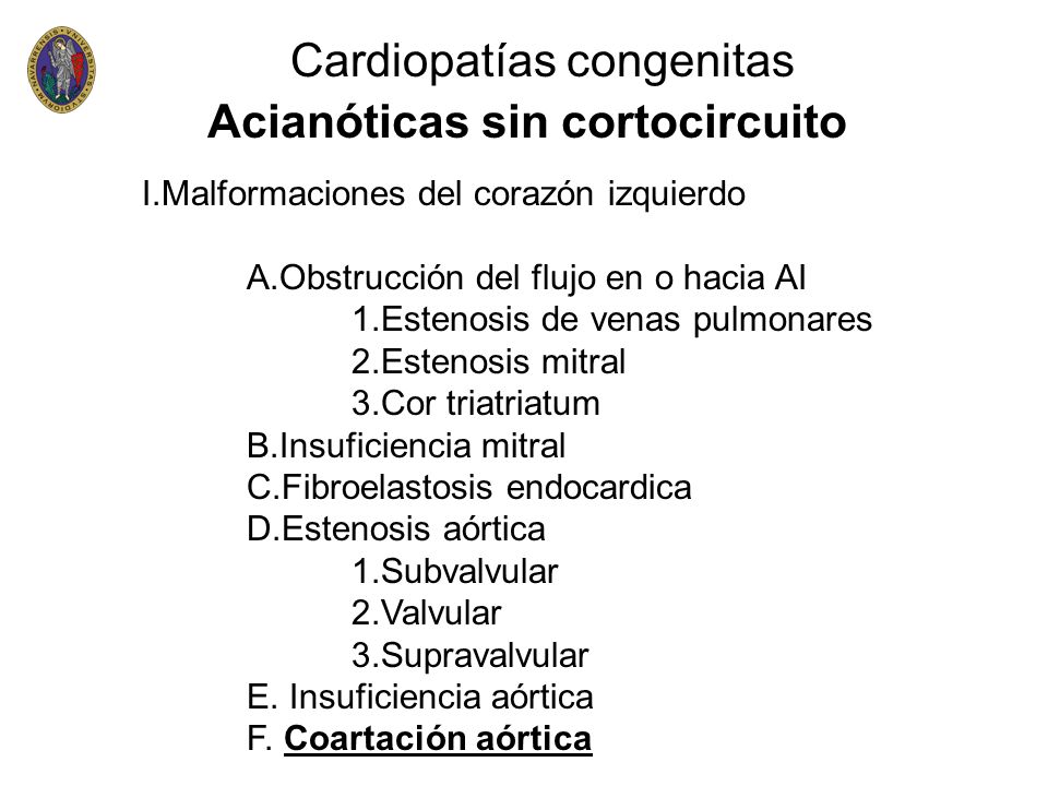 Cardiopatías congenitas Acianóticas sin cortocircuito