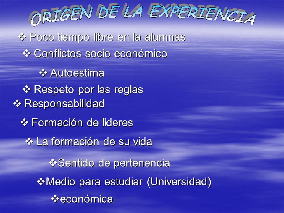ORIGEN DE LA EXPERIENCIA