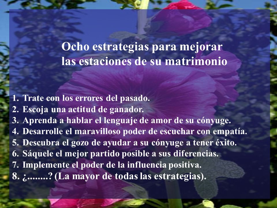 Ocho estrategias para mejorar las estaciones de su matrimonio