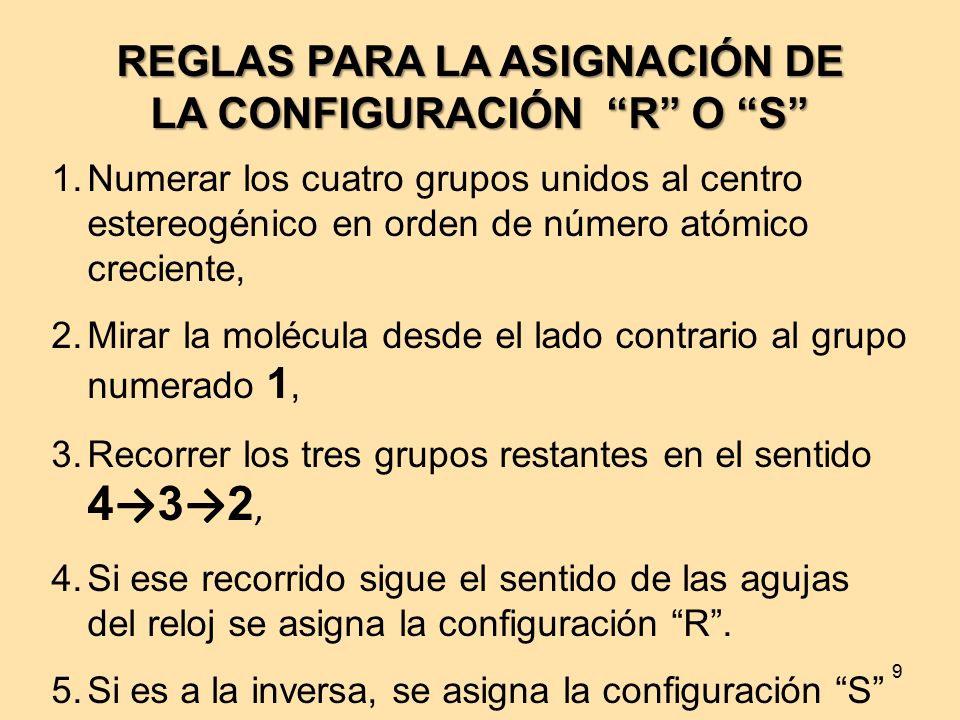REGLAS PARA LA ASIGNACIÓN DE LA CONFIGURACIÓN R O S
